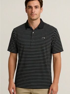 Vineyard Vines Mens Polo Size 2XL Performance Shirt Black/White Stripe Preppy